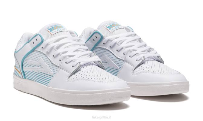 Lakai H20D277scarpe da skateboard in pelle telford low x rob welsh bianco